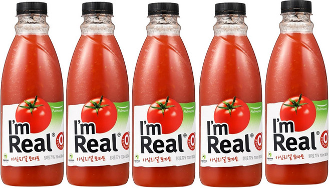 (풀무원)신선한 아임리얼 순수착즙 과일 프리미엄 냉장주스 토마토, 700ml, 5개
