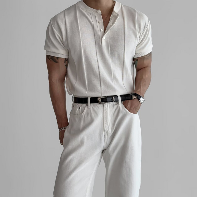 스타일닥터 남자 반팔티 데일리 머슬핏 루즈핏 솔리드 니트 반팔 티셔츠