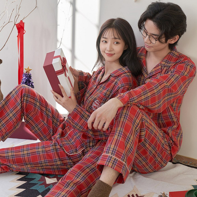 안파 커플 잠옷 파자마 이브의선물 집들이 신혼부부 긴팔 세트 ANPA42