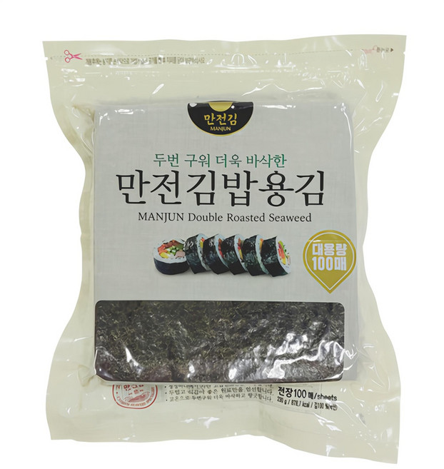만전김 두번 구워 더욱 바삭한 김밥용김 100매, 230g, 1개