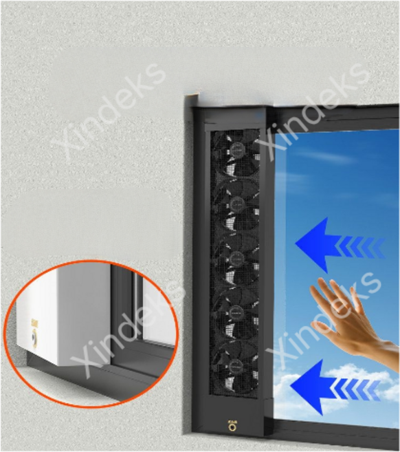 무타공 창문 환풍기 긴 샷시 틈새 환기팬 대용량 유리창, A. 60-65cm 개폐식 3초설치 속도 조절