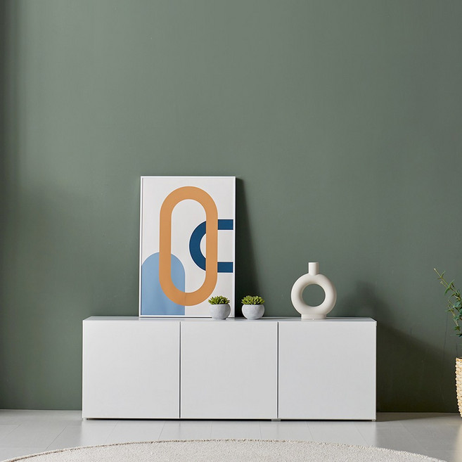 아이모던가구 낮은 미니 거실수납장 화이트, 06.1단1200수납장(깊은)