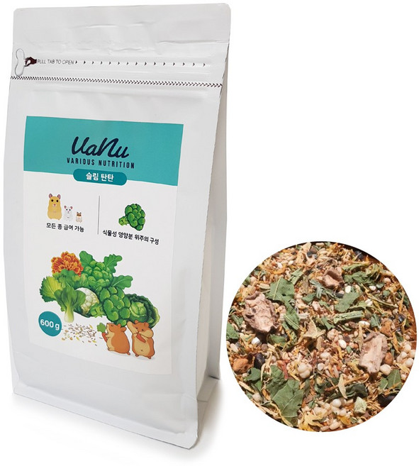 바누 슬림탄탄 고급 햄스터 사료, 600g, 1개