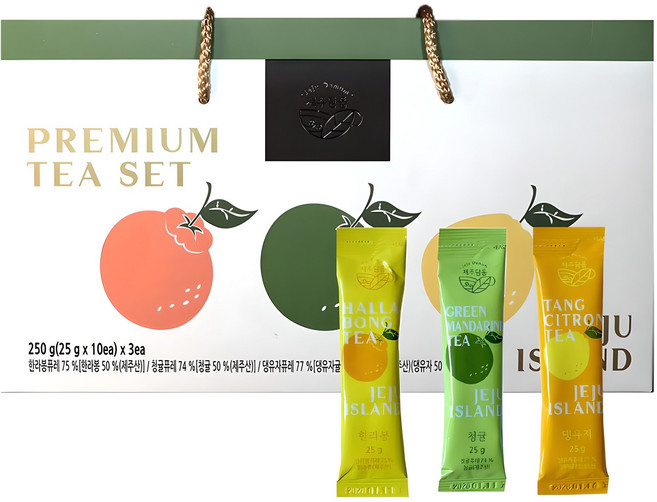 제주담움 프리미엄 차스틱 한라봉 x 10p + 청귤 x 10p + 댕유자 x 10p 세트, 25g, 30개입, 1세트