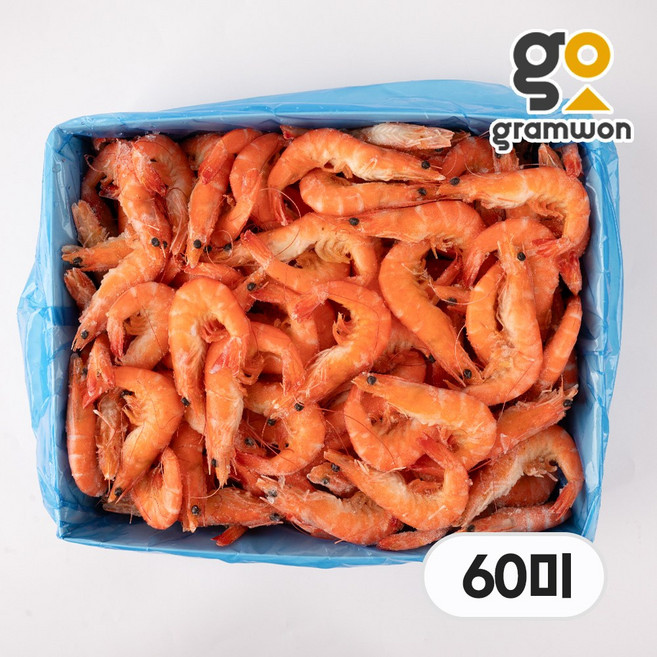 자숙 새우 60미 2.5kg (약 150미) 태국 찐새우 아마에비 단새우, [냉매무료]자숙새우 60미 태국+드라이, 1