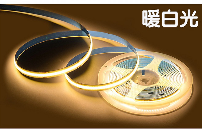 仟尚電商 COB 燈條 12V 單色軟燈條, 1個, （暖白光）寬８ｍｍ,單色ＣＯＢ燈條 １２Ｖ（５００公分）, 暖白光