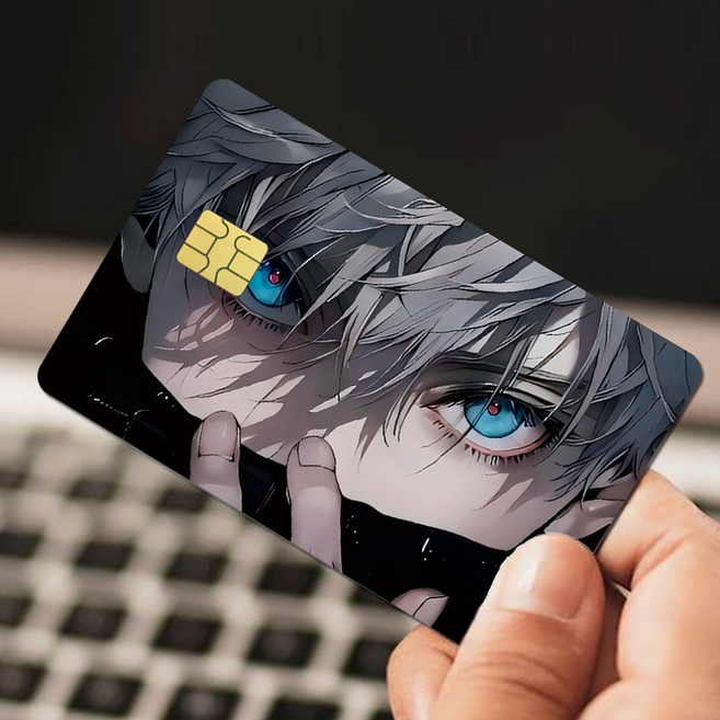 씨플 고조사토루 주술회전 애니메이션 카드긁힘방지 스킨 카드 스티커, 1개