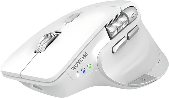 로이체 프리미엄 오피스 마스터 스마트 스크롤 멀티페어링 충전식 블루투스 무선 마우스, RX-900S, 화이트