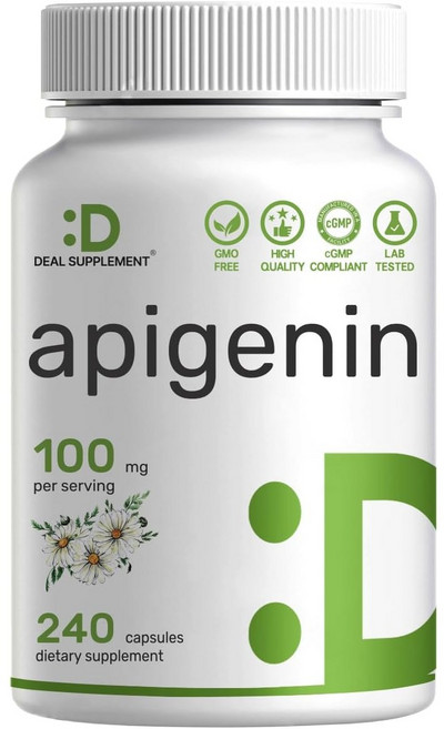 딜서플리먼츠 아피제닌 100mg 240캡슐 아피게닌 Apigenin, 딜 서플리먼트 아피제닌 100mg 캡슐 240정, 1개, 240정