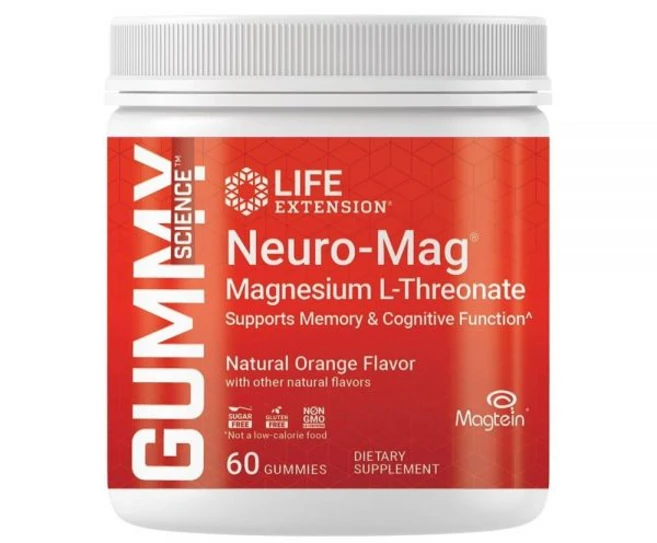 Life Extension Gummy Science Neuro-Mag 마그네슘 L-트레오네이트 보충제 글루텐 프리 GMO 오렌지 맛 젤리 60개, 1개, 60 - 쿠팡