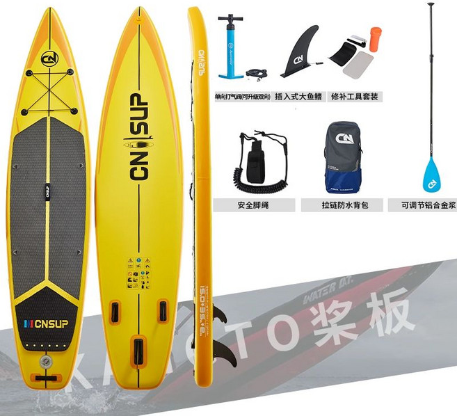 서핑보드 접이식 패들보드 수상레저 바다 초보자, 레몬옐로우 365x82x15cm 순항판