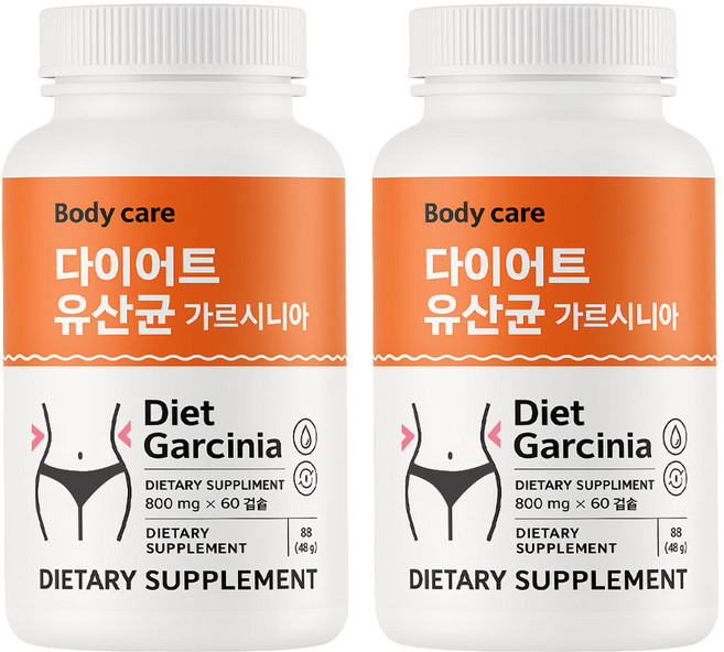 가르시니아 다이어트 보조제 HCA 남자 여자 체지방 감소 기능성 식약처 인증 활력 보충 판토텐산 나이아신 비타민B1 B6 비타민 4종 함유, 2개, 60정