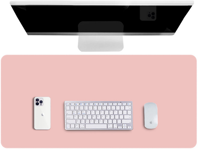 위어셀 가죽 데스크 와이드 장패드 마우스패드 논슬립 키보드 매트, M 사이즈(80cm*40cm), 1개, 핑크