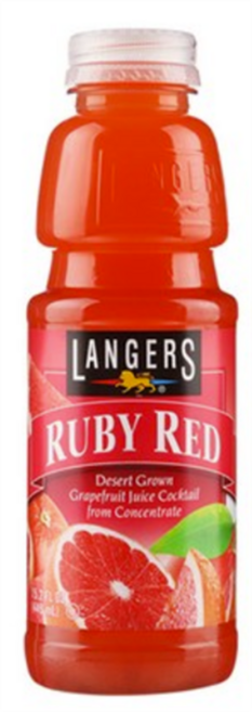 [쿨앤드몰] 랭거스 루비레드 자몽, 449ml, 6개