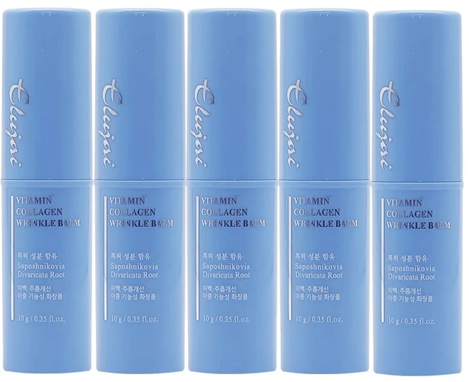 엘루자이 비타민 콜라겐 링클밤 10gx5통 파랑 피부 얼굴 주름개선 미백 기미 크림 스틱 화장품, 10g, 5개 - 쿠팡