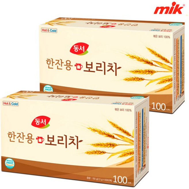 동서 동서 한잔용 보리차 100T x 2개 외 [보리커피/현미녹차/둥굴레차/메밀차], 1.5g, 100개입