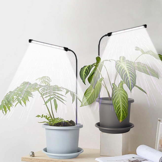 실내 분재 화분 다육식물 마이크로 그린 미니 식물 조광 및 자동 타이머 4 8 12H용 Grow Light 2 팩 6000K 풀 스펙트럼 구스넥 재배 램프, 30W