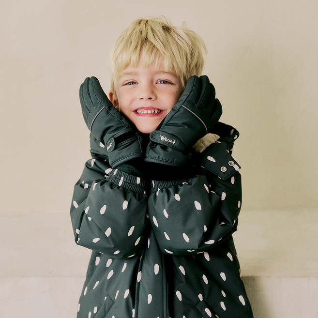 요바프 키즈 스키장갑 방수 방한 유아 아동 겨울 눈썰매 장갑 / 차콜