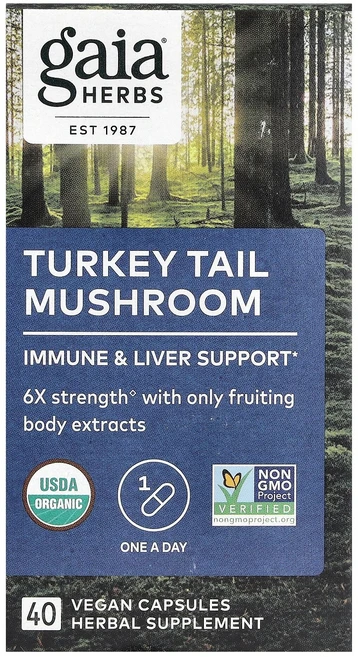 가이아 허브 107468 구름버섯 베지캡슐 40정, 1개 - 쿠팡