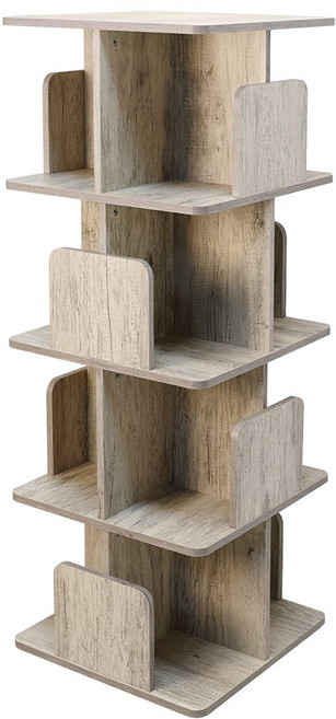 BuyJM 台灣製低甲醛48cm旋轉書櫃 BO070 書架 收納展示置物邊隔間櫃, 漂流木色, 4層