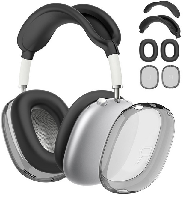 모가비 에어팟 맥스 올인원 케이스 세트 4 in 1, 블랙 투명 / 블랙/ 블랙, 1개