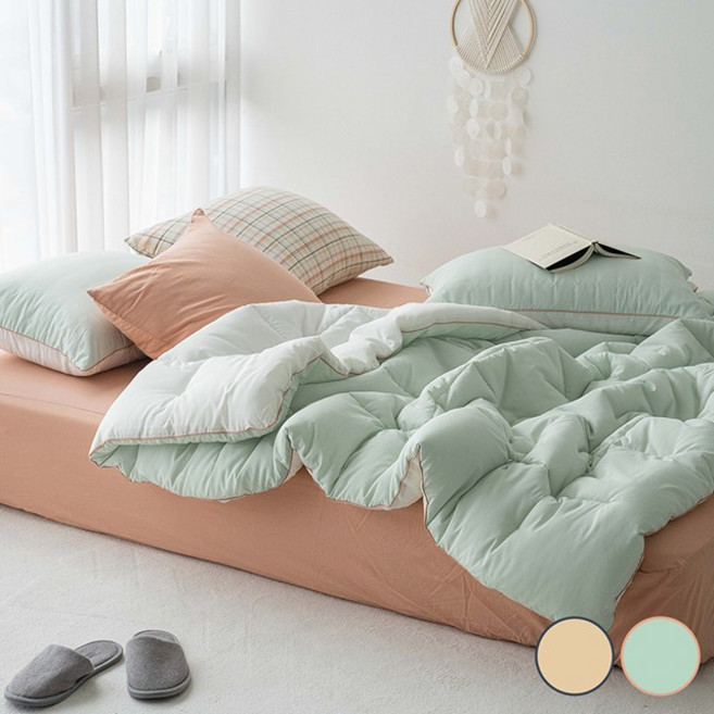 [올리비아데코] 콜라주 모달 워싱 양면 차렵이불(S)