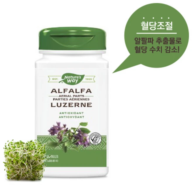 네이쳐스웨이 콜레스테롤 감소 알팔파 100정 Natures Way AlfalfaAerial Parts -100caps, 1개 - 쿠팡