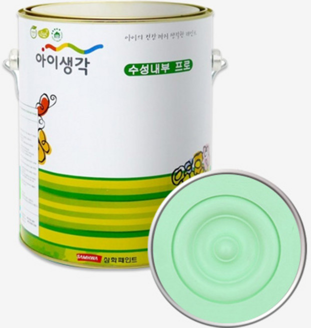 삼화 아이생각 수성 벽지벽면 무광페인트 4L, 베이비그린, 1개