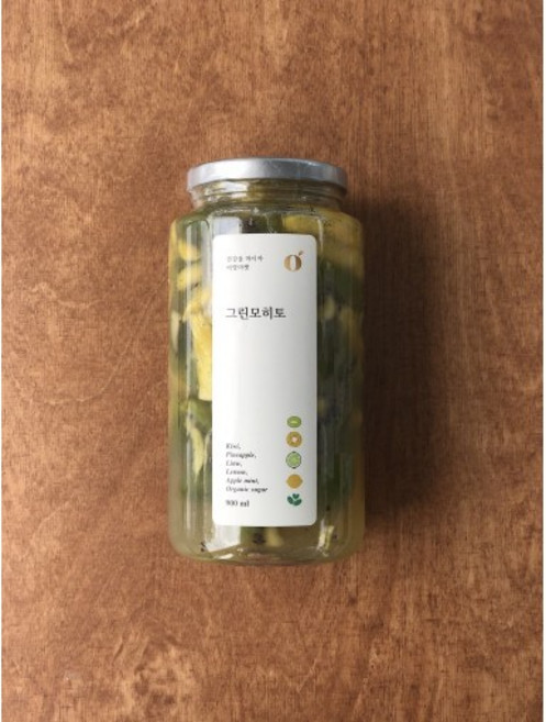 키위 파인애플 라임 애플민트 유기농 원당으로 만드는 수제청 그린모히토 900ml, 1개, 1개입