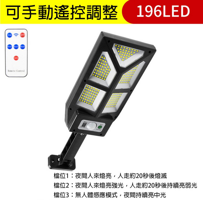黑馬燈城 太陽能路燈 196LED 遙控感應戶外照明