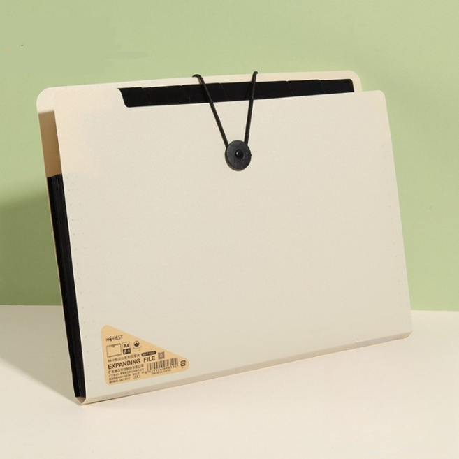 아코디언 파일 클리어 A4 서류 정리 바인더, 베이지