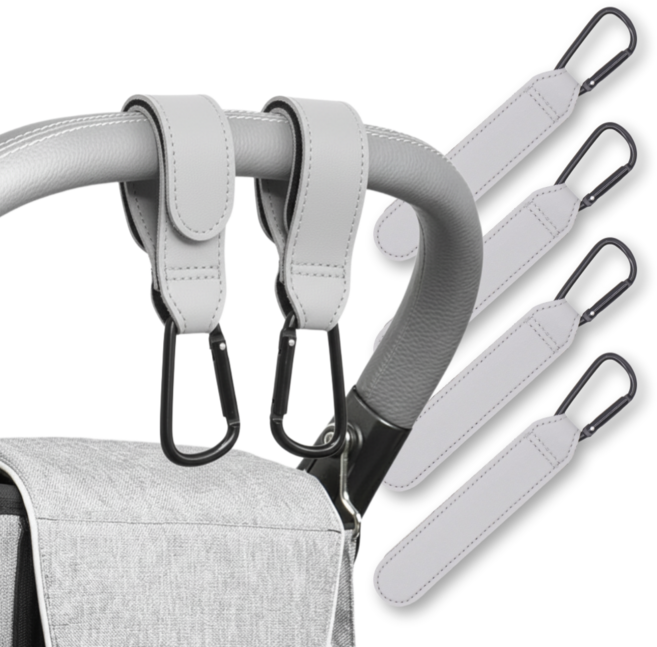 바디스윗 고강도 유모차 가죽 가방 걸이 후크, 4개, 그레이