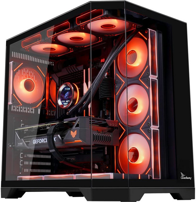 Leadway 鋼化玻璃 RGB 電競機殼, 1個, 黑色夢想家ATX-TypeC