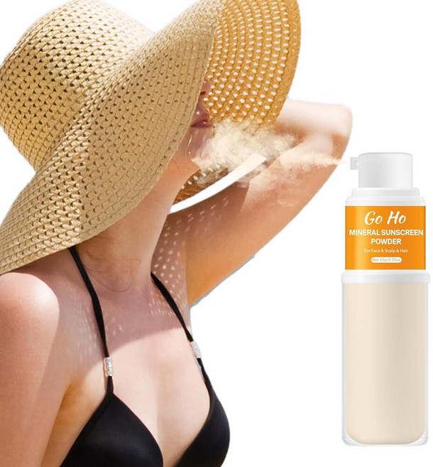 Go Ho 미네랄 자외선 차단 스프레이 세팅 파우더 SPF 50 반투명 내추럴 루즈 매트 미네랄 자외선 차단 파우더 스프레이 페이스 메이크업 모든 피부 톤 모발 및 두, Go Ho 미네랄 자외선 차단 스프레이 세팅 파우더,