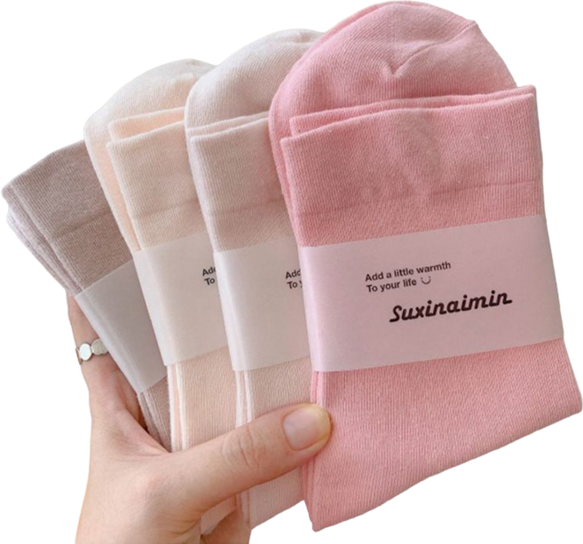 샤콤 여성용 무압박 무지중목 패션양말 5종 NO263