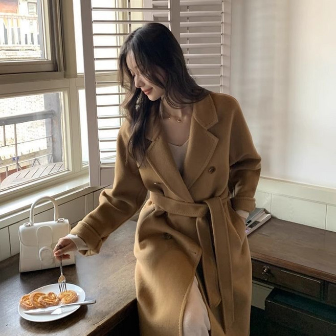 루스리더 여성 허리벨트 데일리 패션 오피스룩 모직 코트 V472