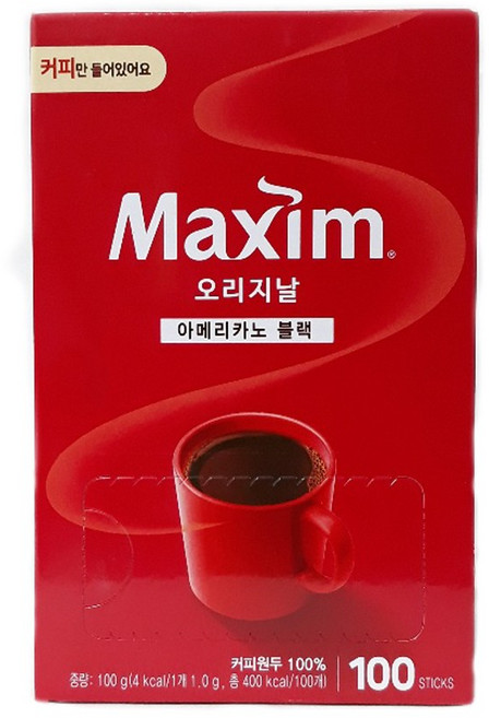 맥심 오리지날 아메리카노 블랙 커피만 들어있어요+사은품, 1개, 100개입, 1g