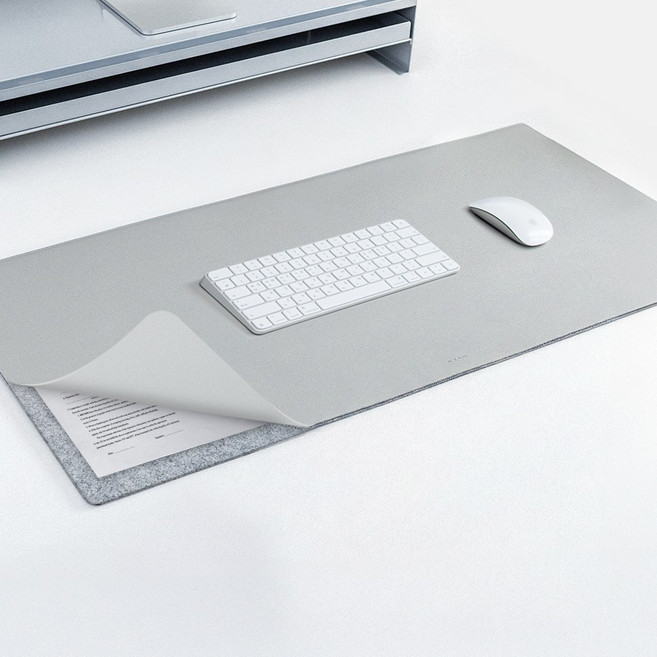 일리안 파일 마우스패드 가죽 양면 논슬립 데스크매트 대형 장패드, 1개, 그레이