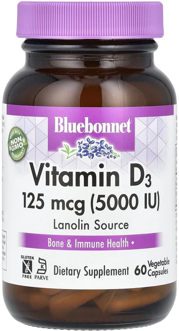 블루본넷뉴트리션 비타민D3 5000 IU 베지캡슐 60정, 6개 - 쿠팡