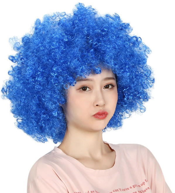 도매파티 점보 뽀글이 가발-파티 파마 코믹 노래방, 4.점보 파랑색