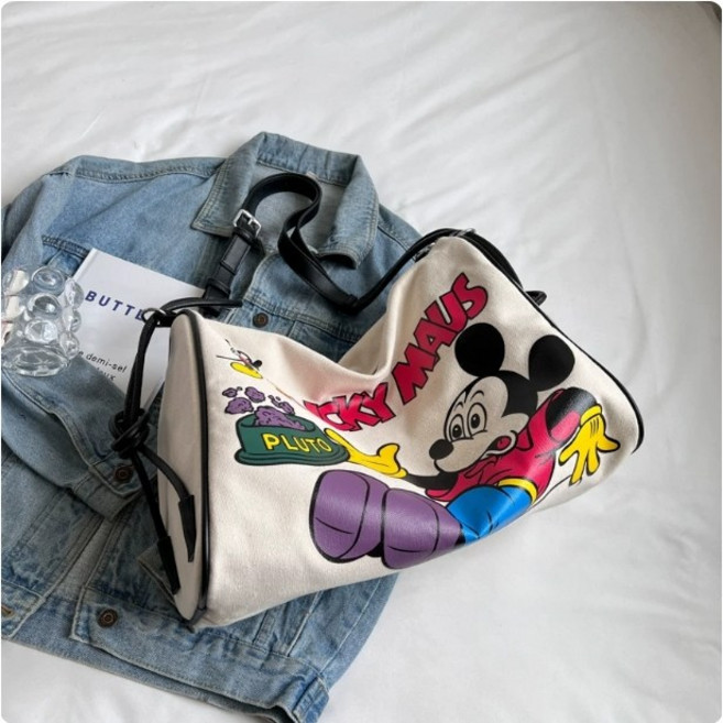 Agme 미키 캐릭터 캔버스 숄더백 크로스백 대용량 여행 보부상 데일리 가방