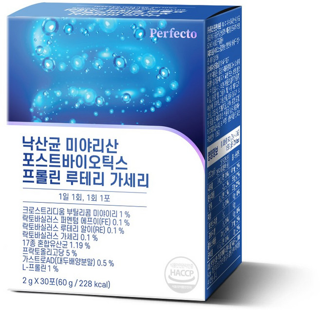 퍼펙토 낙산균 포스트바이오틱스 프롤린 루테리 가세리 30p, 60g, 1개