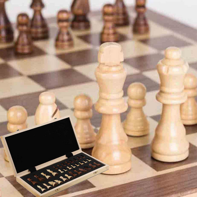 사려니몰 고급 원목 접이식 자석 체스 체스판 CHESS 보드 게임, 자석형 중형, 1개