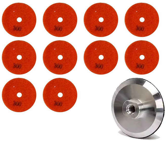 백제 대리석 콘크리트 화강암 연마패드 다이아몬드 4인치 폴리싱 사포 세라믹 타일 10장 백업패드 세트, 1세트