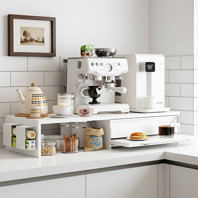 [국내브랜드] 라비베레 길이조절 철제 슬라이드 수납함, 1세트, 엘린 화이트