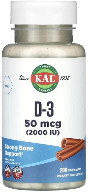 KAL D-3 시나몬 50mcg (2000IU) 츄어블 200정, 1개 - 쿠팡