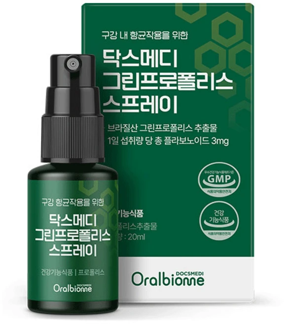 닥스메디 브라질 그린 프로폴리스 스프레이 30ml 플라보노이드 3mg 입안 뿌리는 가글, 1개, 20ml - 쿠팡