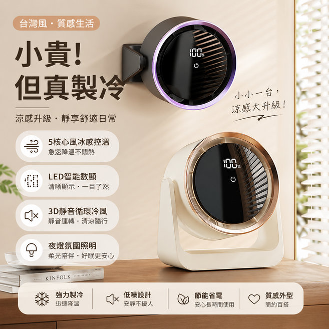 循環小風扇 五檔風力 低噪音, 白色, F7小风扇
