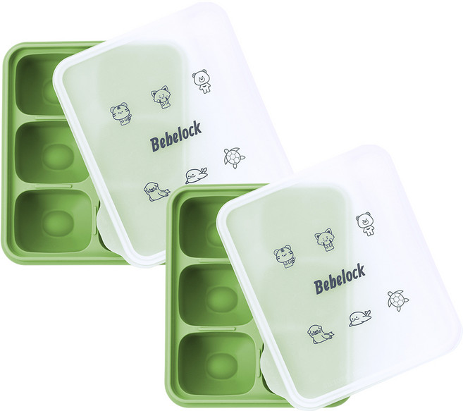 베베락 아이와 플래티넘 실리콘 큐브 2P(냉동보관용기_뚜껑포함 13.5cm X 15cm), 1세트, 아이와 실리콘큐브(올리브2P)