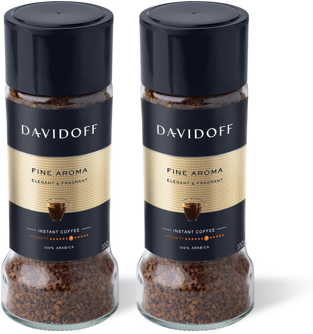 DAVIDOFF Fine Aroma Instant Coffee - Elegant and Fragrant - Medium Body with a Acidic Tang - 100%, 좋은 향기, 3.52온스(2팩), 1개